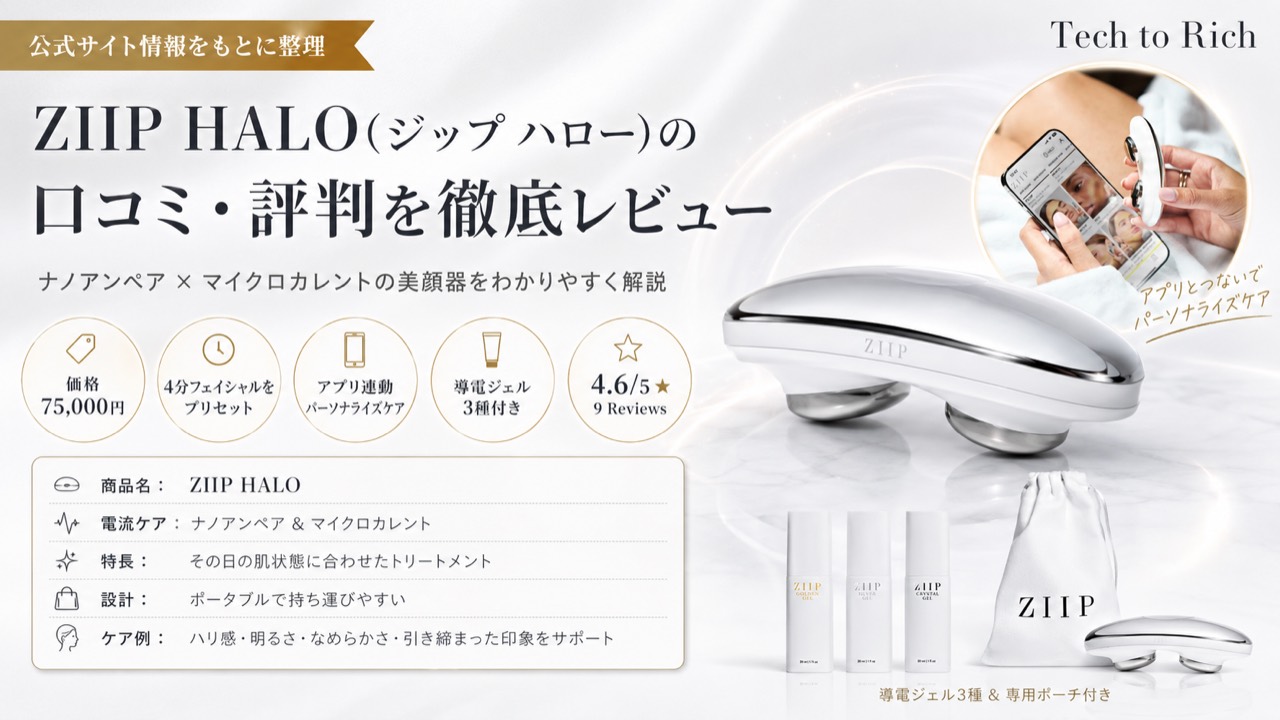 ZIIP HALOの口コミ・評判は?マイクロカレント美顔器のおすすめポイント